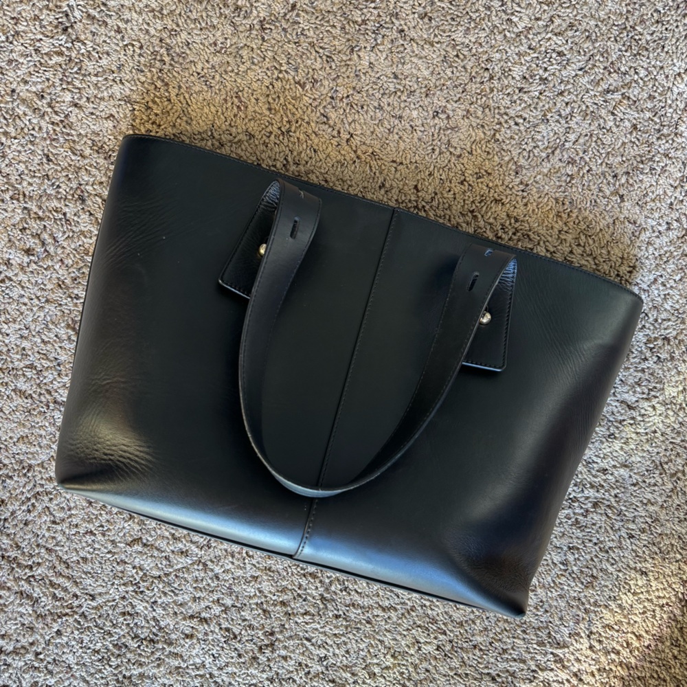 Frame Les Second Large Leather Tote Bag - Noir / Black - Picture 8 of 9